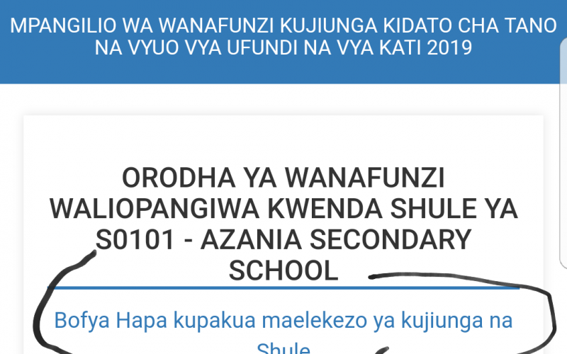 Form Five Joining Instructions 2019 Joining Instructions Form Five 2019